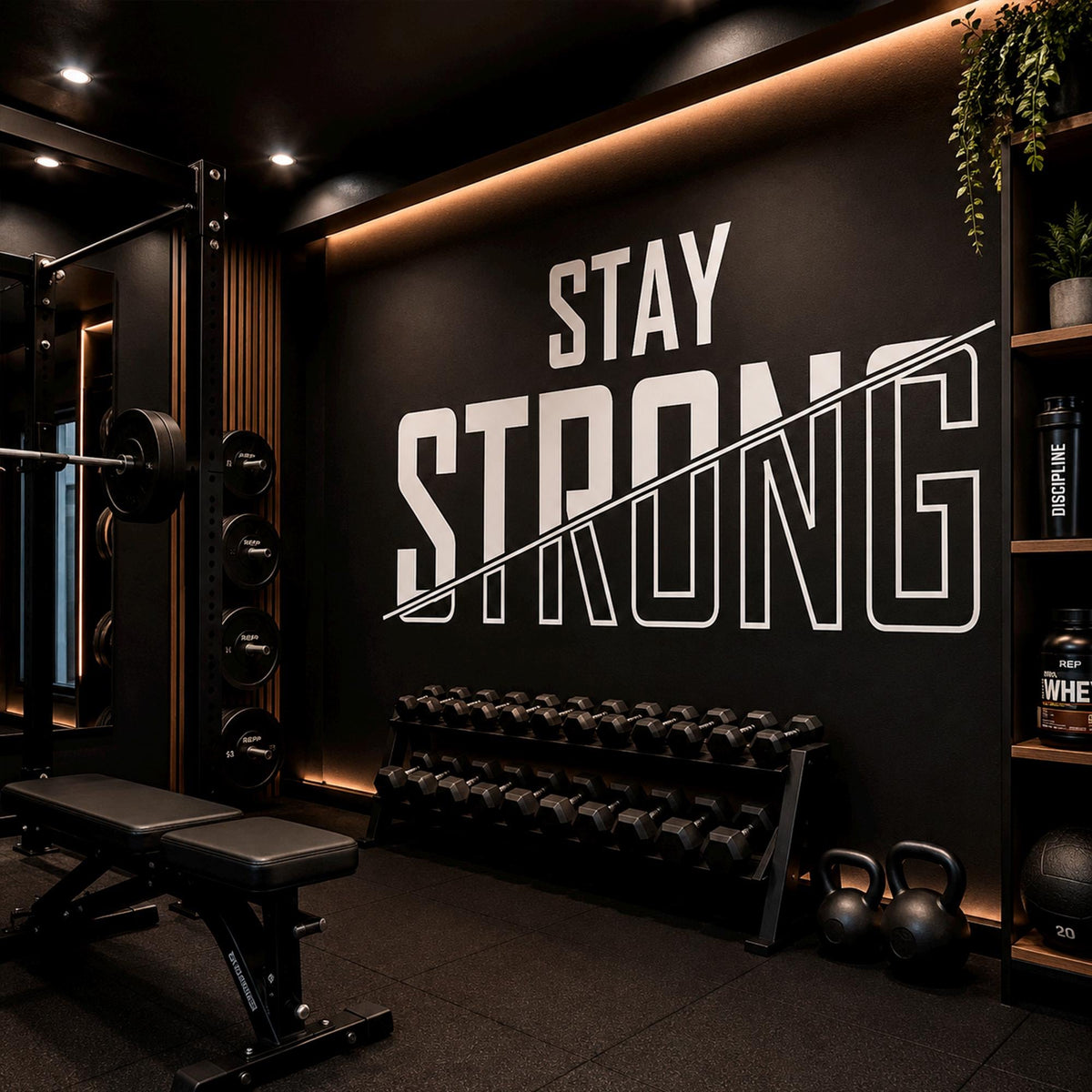 Stay Strong Gym Wall Decal — Large Motivational Quote for Home Gym