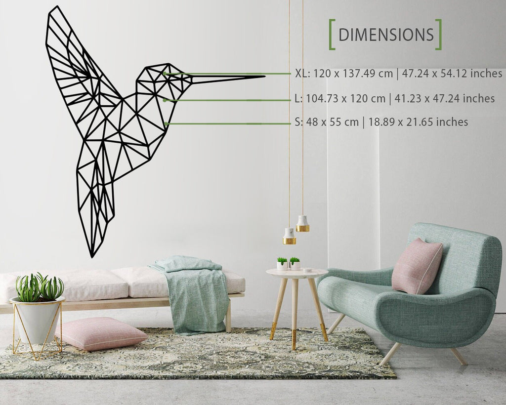 Geometric Hummingbird Wall Decal: Modern Nursery Art