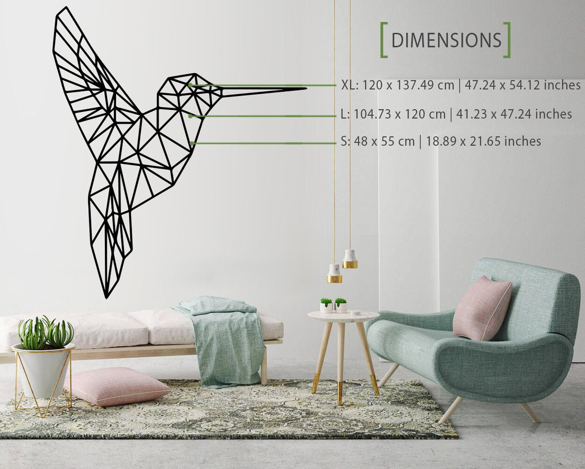 Geometric Hummingbird Wall Decal: Modern Nursery Art