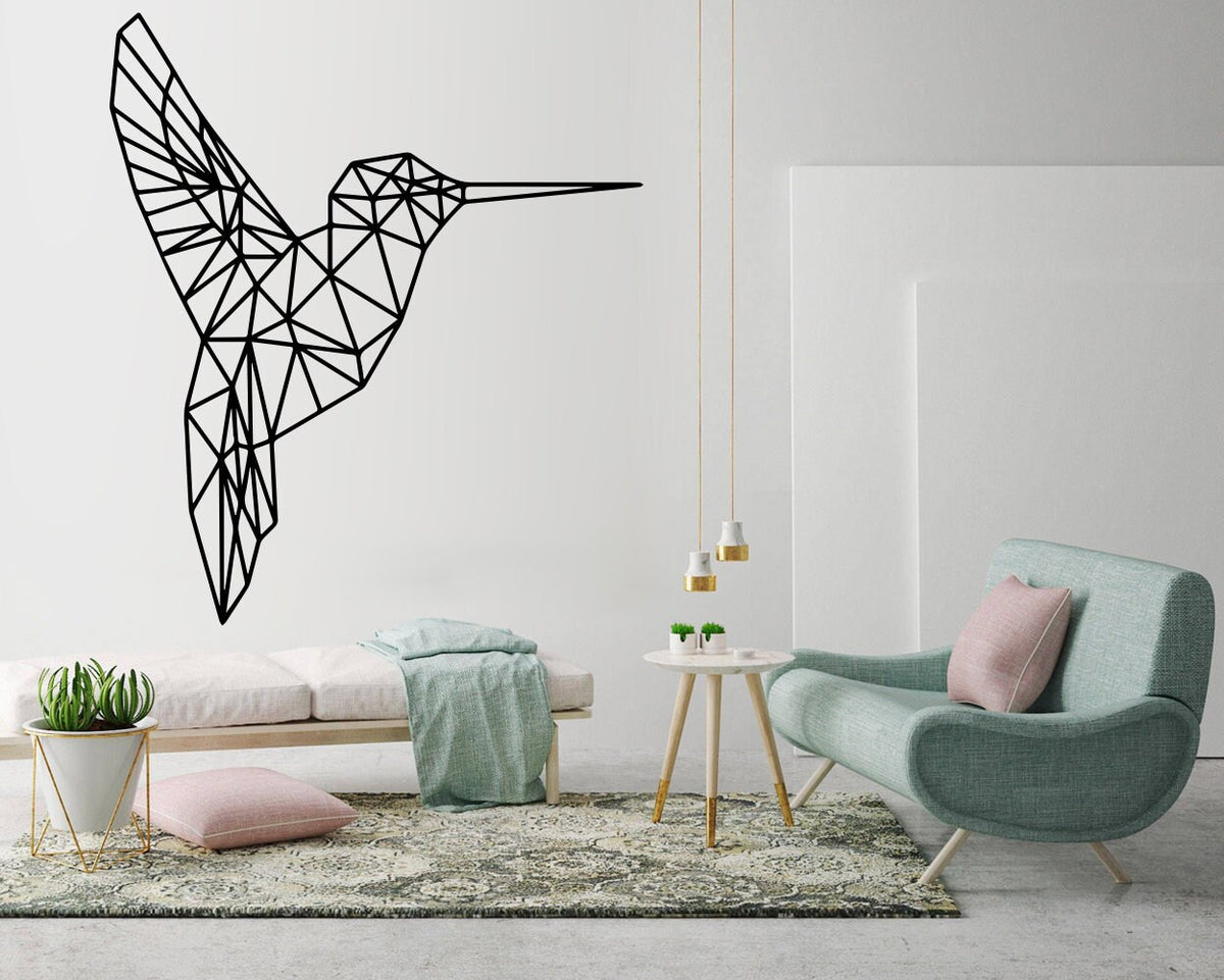 Geometric Hummingbird Wall Decal: Modern Nursery Art