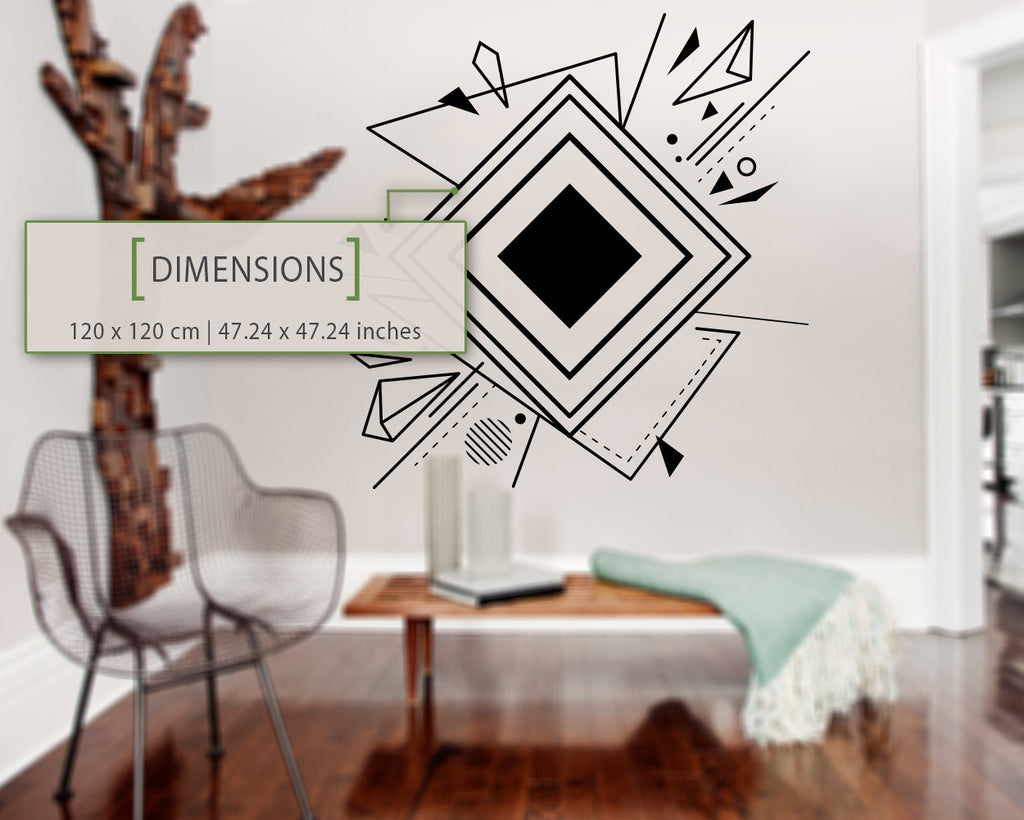 Geometric Wall Decal: Abstract Minimalist Art, Modern Office Decor (47.24 inches)