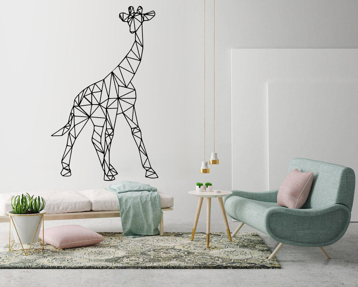 Geometric Giraffe Wall Decal: Animal Outline Art