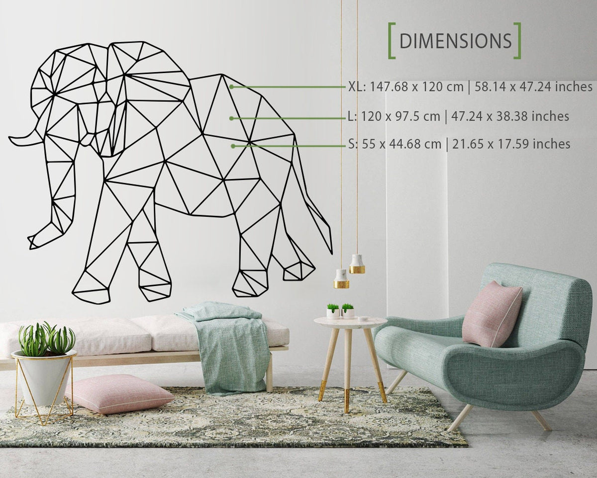 Geometric Elephant Wall Decal: Modern Animal Outline Art