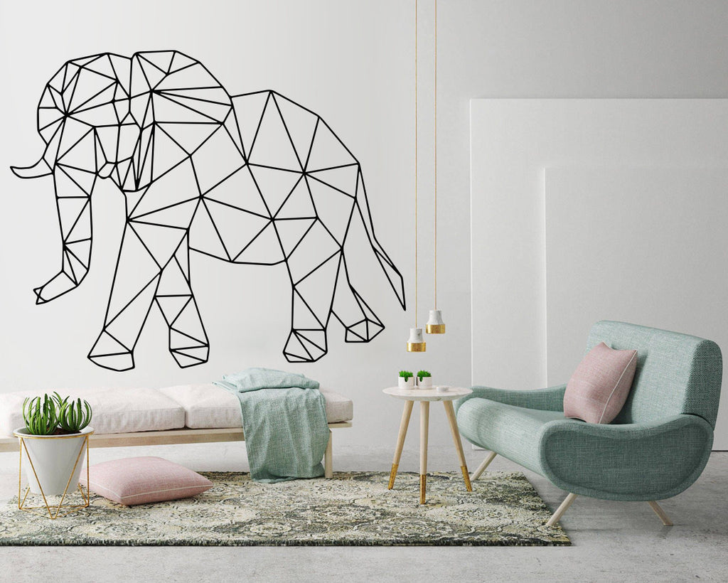 Geometric Elephant Wall Decal: Modern Animal Outline Art