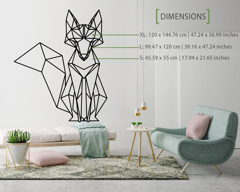Geometric Fox Wall Decal: Modern Animal Outline Art