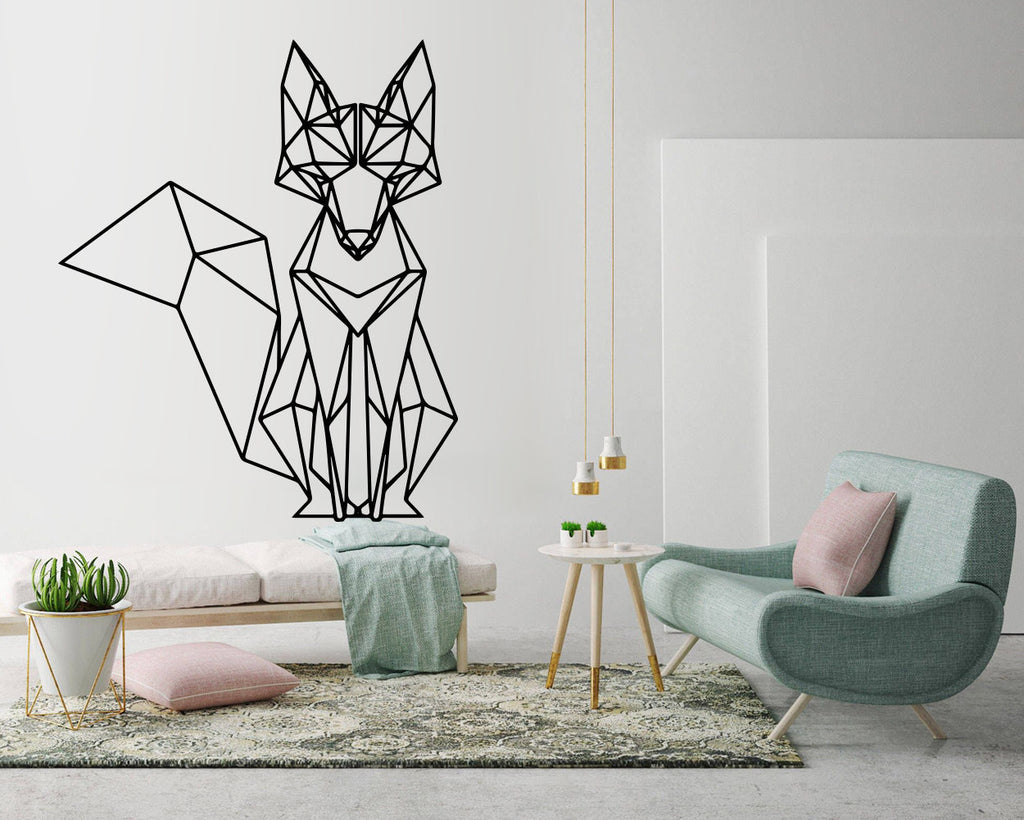 Geometric Fox Wall Decal: Modern Animal Outline Art