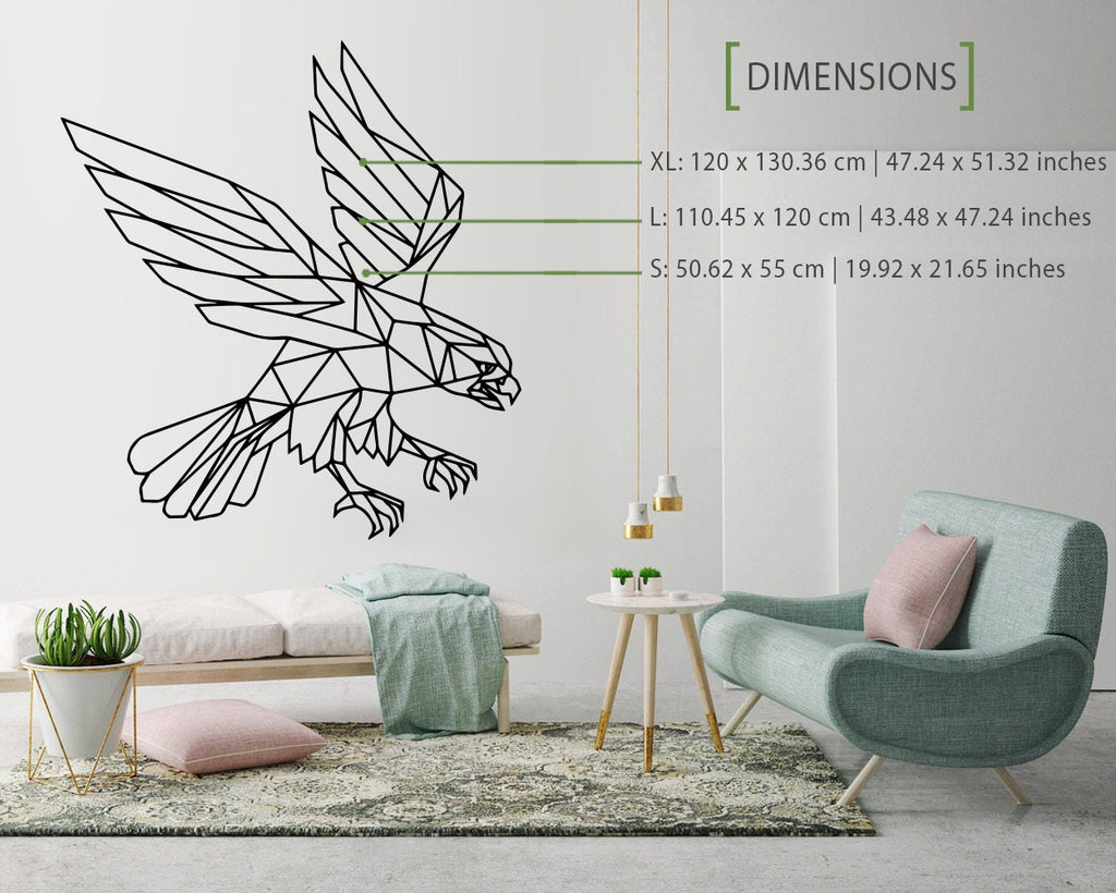 Geometric Eagle Wall Decal: Modern Animal Art