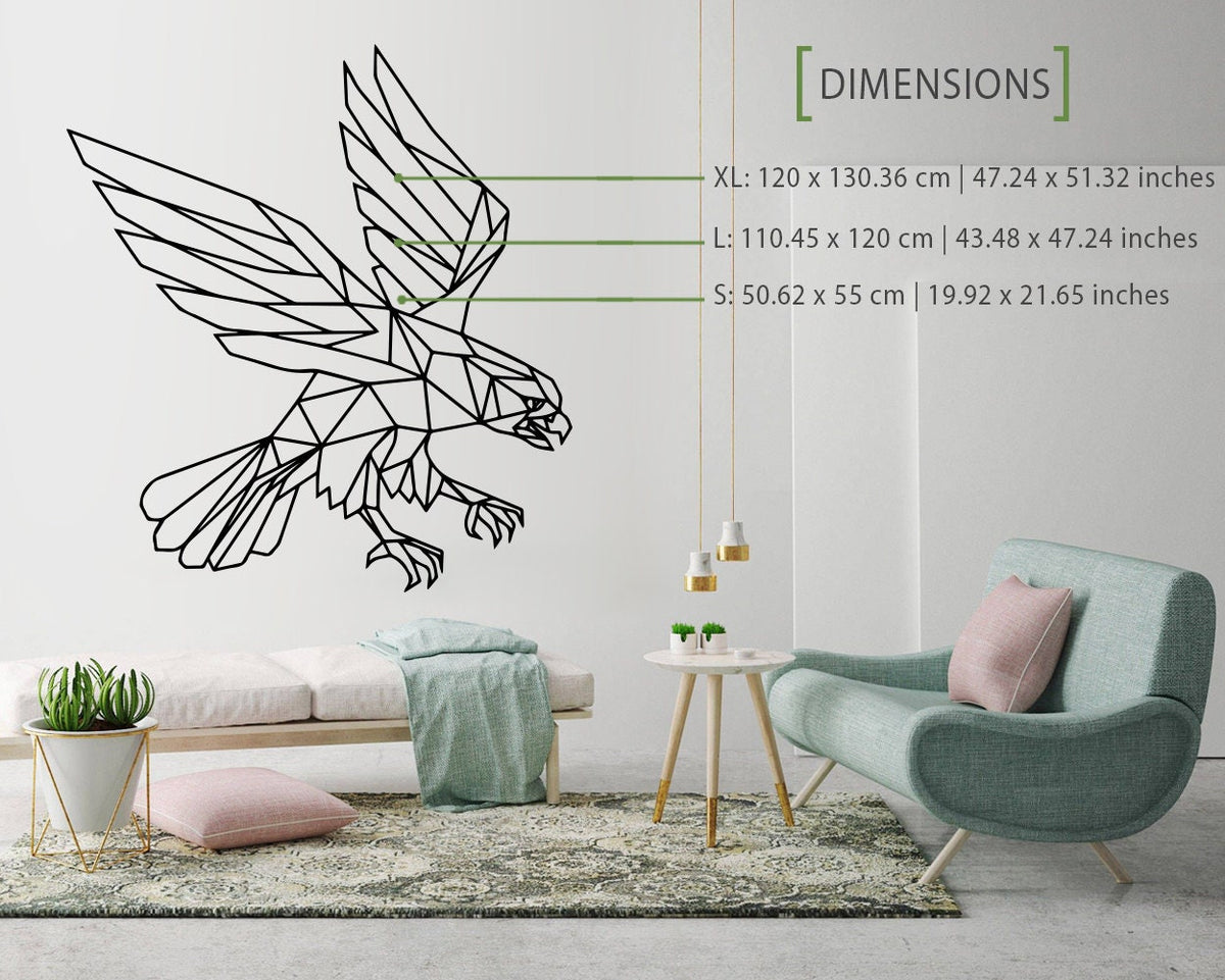 Geometric Eagle Wall Decal: Modern Animal Art