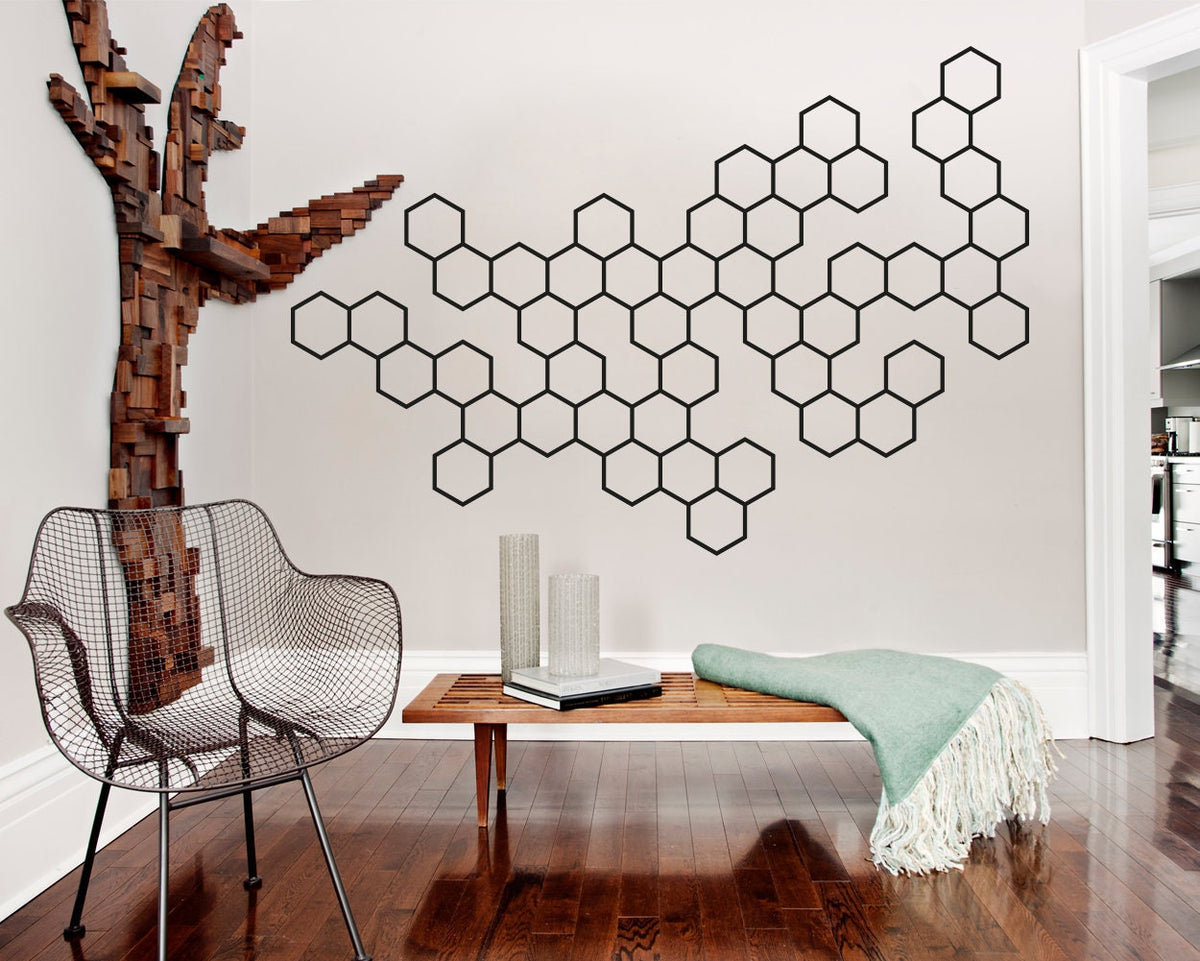 Geometric Wall Decal: Abstract Molecule Art, Modern Office Decor