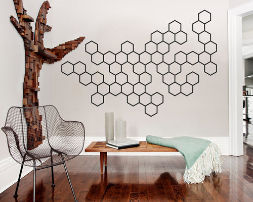 Geometric Wall Decal: Abstract Molecule Art, Modern Office Decor