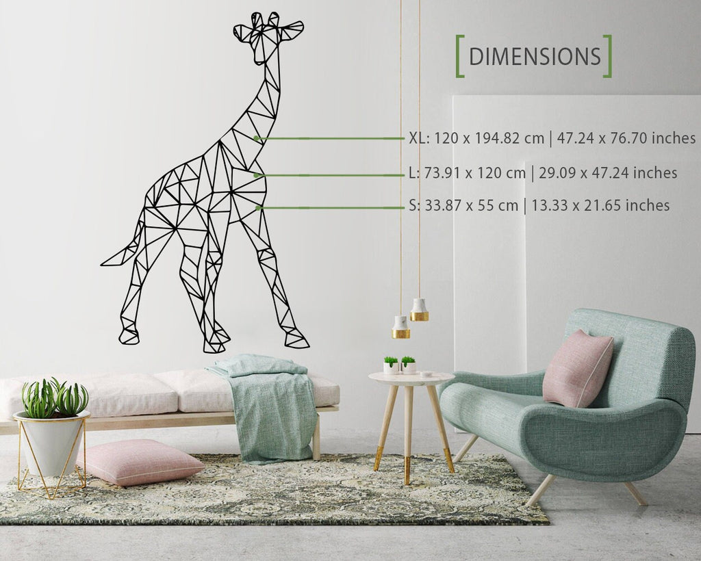 Geometric Giraffe Wall Decal: Animal Outline Art