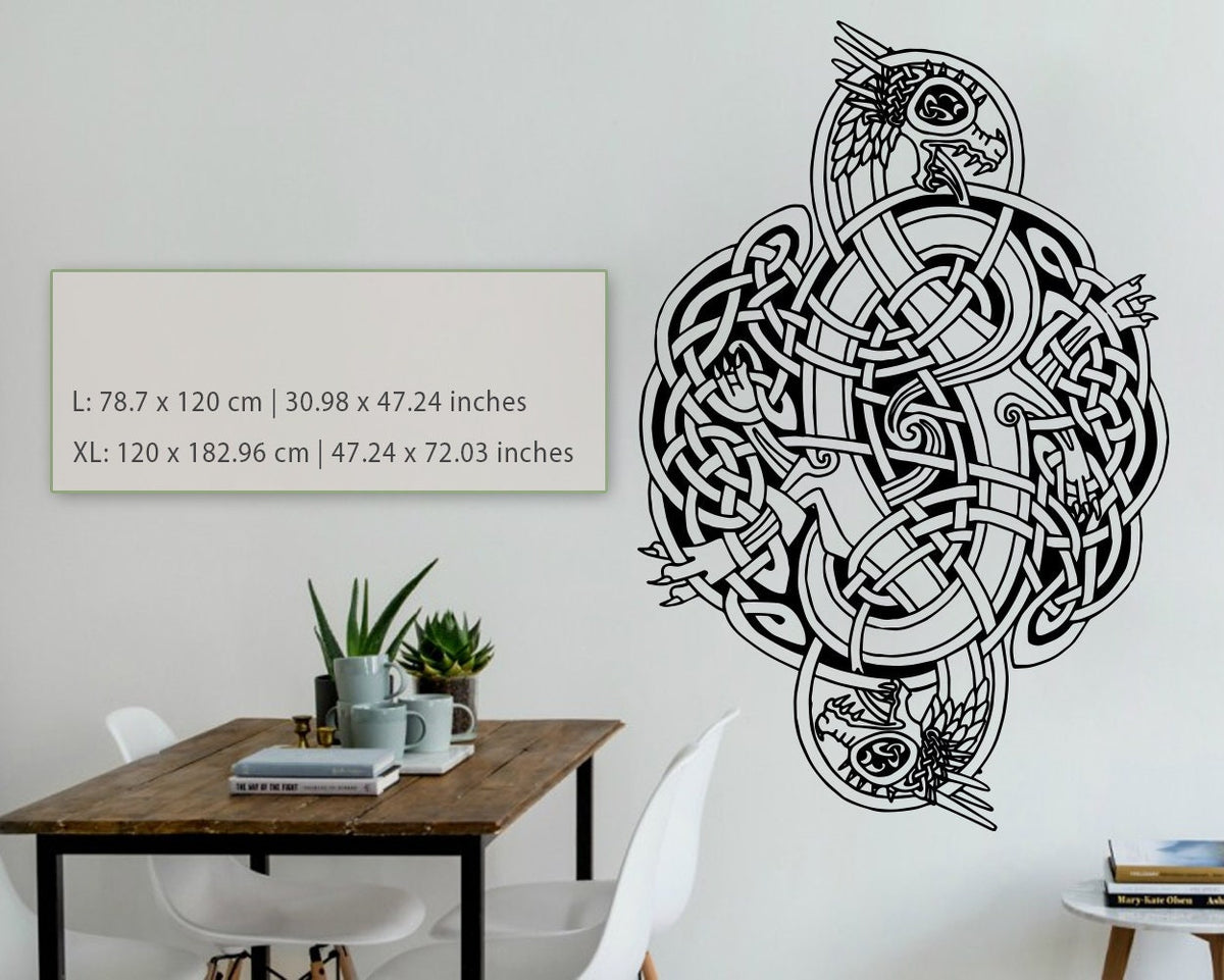 Celtic Dragon Vinyl Wall Decal: Fantasy Art Decor