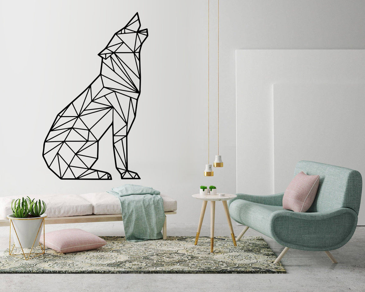 Geometric Wolf Wall Decal: Animal Outline Art