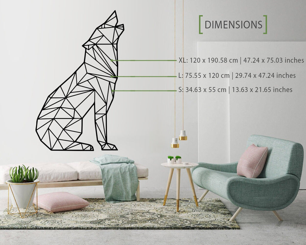 Geometric Wolf Wall Decal: Animal Outline Art