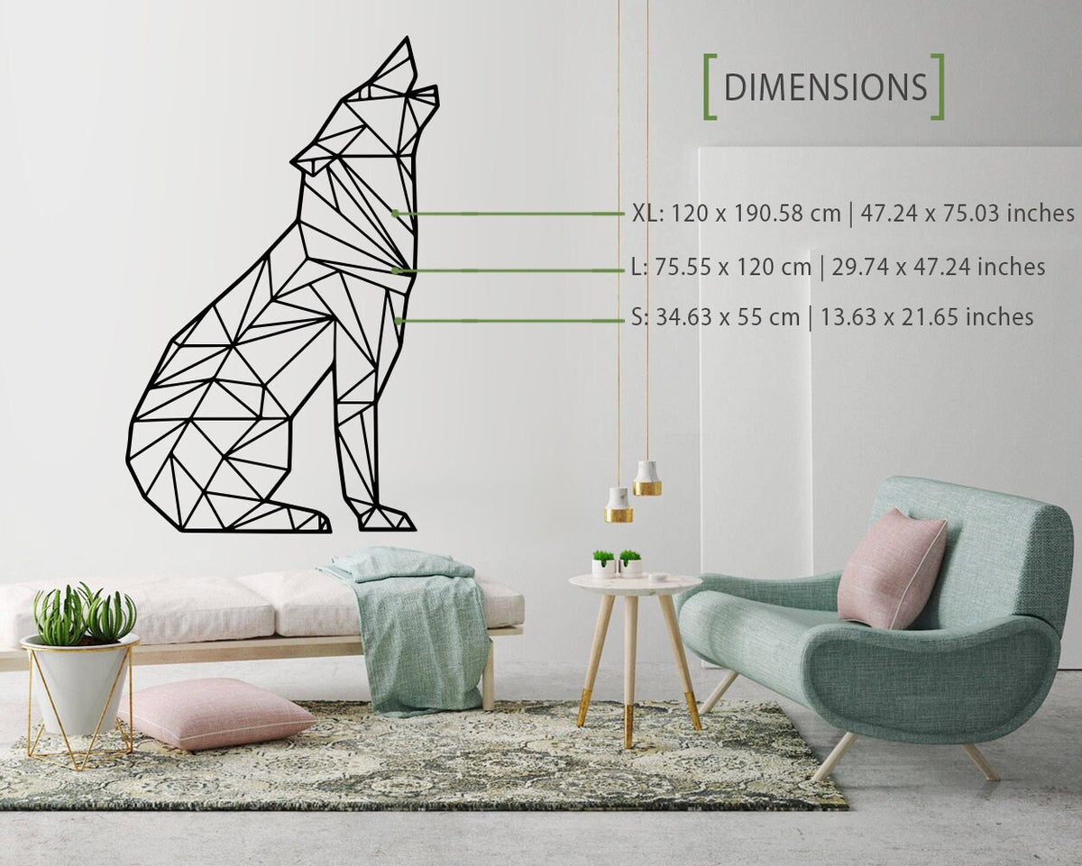 Geometric Wolf Wall Decal: Animal Outline Art