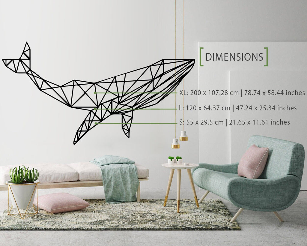 Geometric Whale Wall Decal: Modern Animal Art