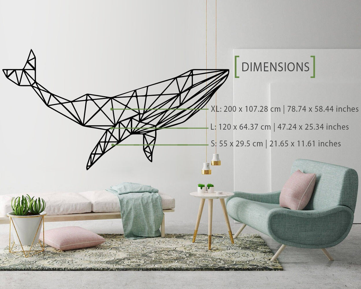 Geometric Whale Wall Decal: Modern Animal Art