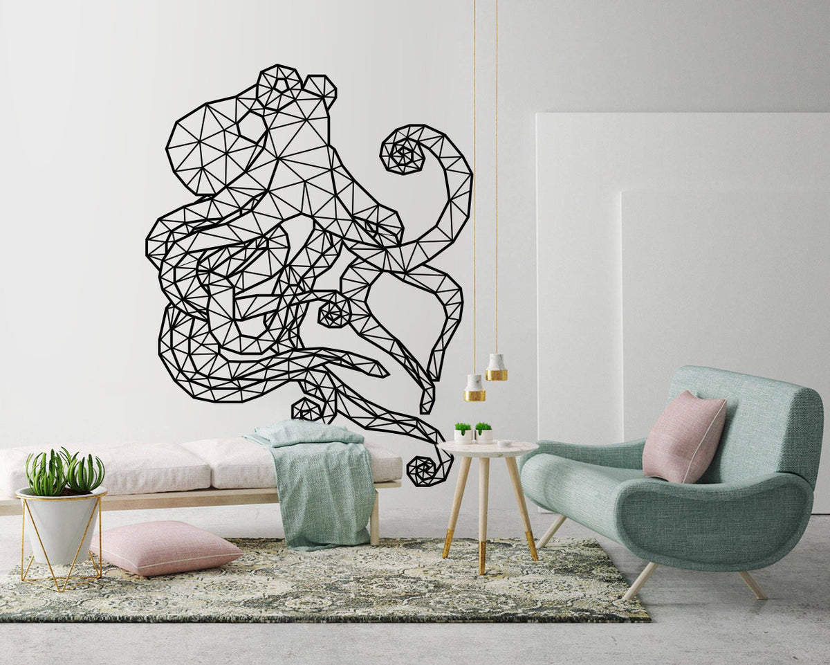 Geometric Octopus Wall Decal: Modern Animal Outline Art