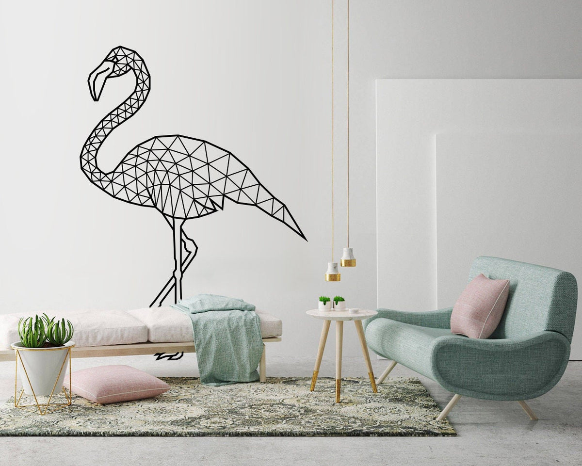 Geometric Flamingo Wall Decal: Modern Animal Outline Art