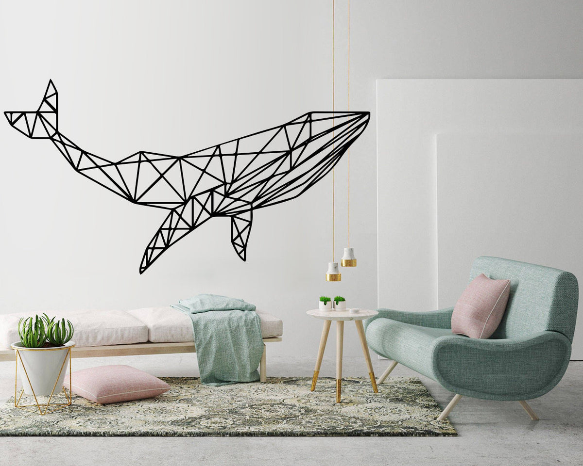 Geometric Whale Wall Decal: Modern Animal Art