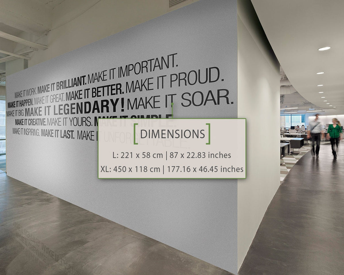 Make It Legendary Office Wall Decal: Corporate Typography Sticker
