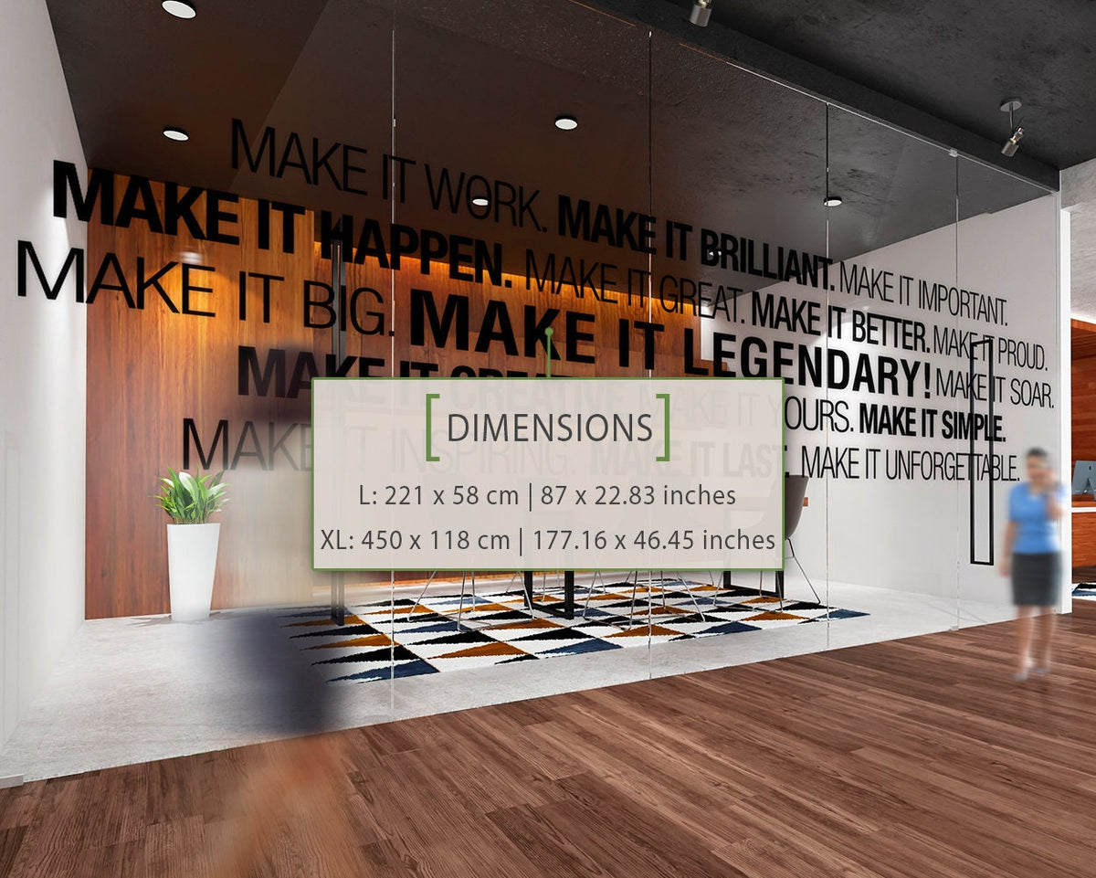 Make It Legendary Office Wall Decal: Corporate Typography Sticker