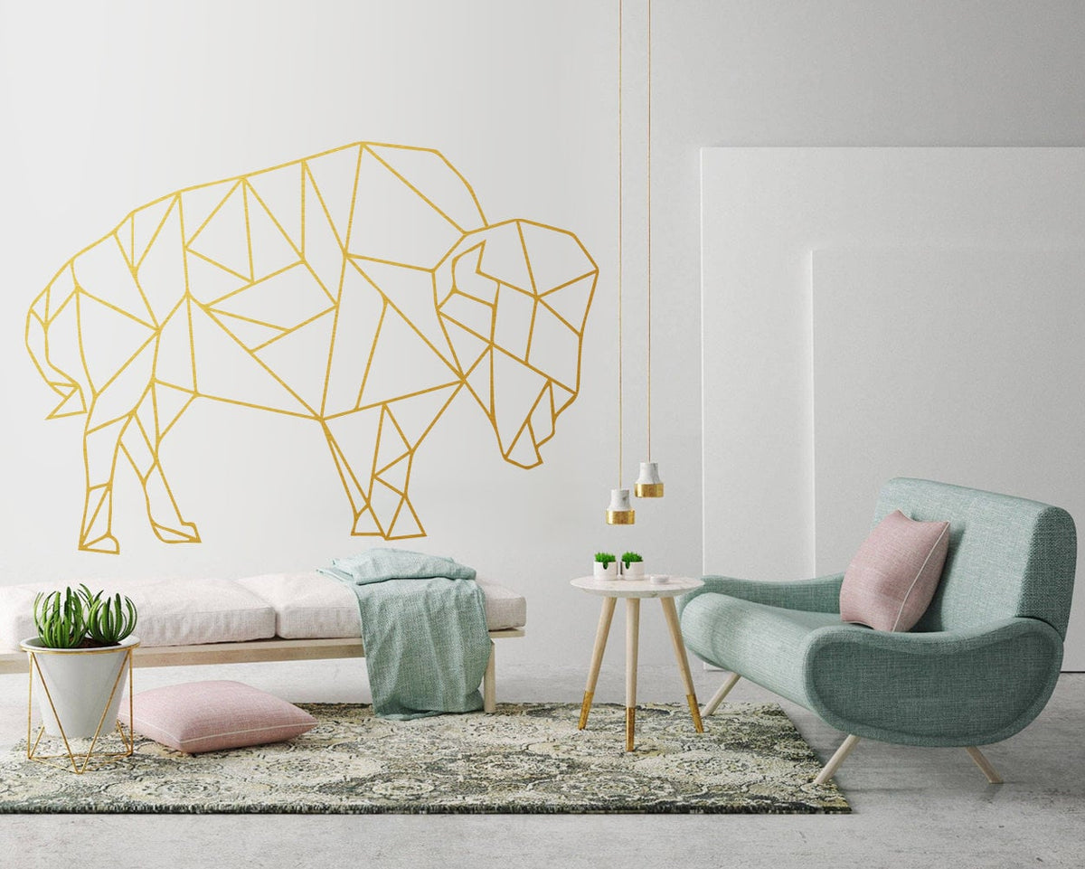 Geometric Buffalo Wall Decal: Animal Outline Art