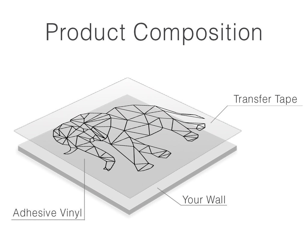 Geometric Elephant Wall Decal: Modern Animal Outline Art