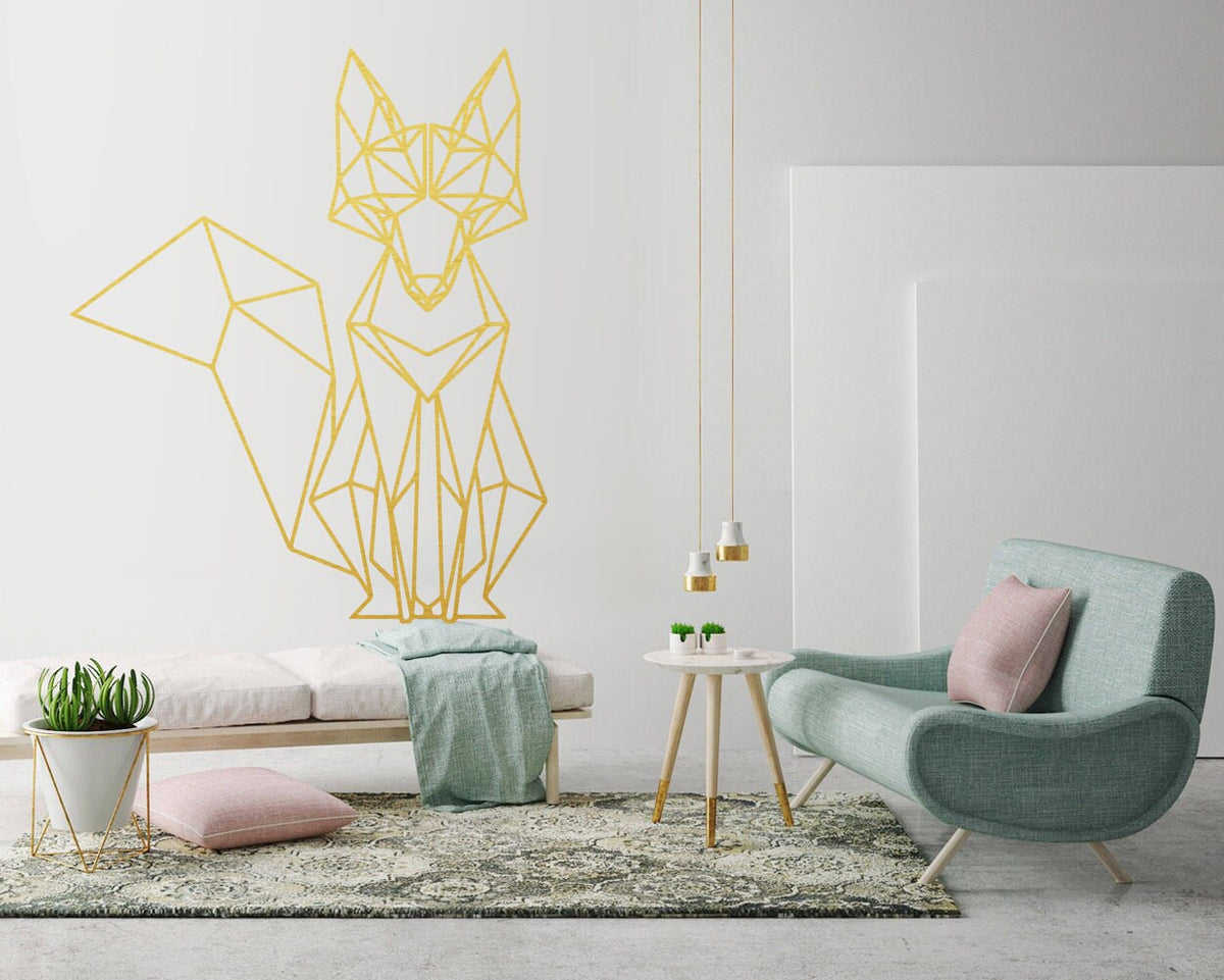 Geometric Fox Wall Decal: Modern Animal Outline Art