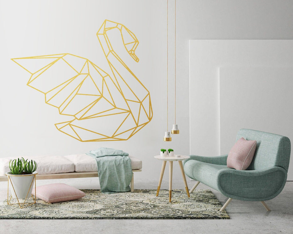 Geometric Swan Wall Decal: Modern Animal Outline Art