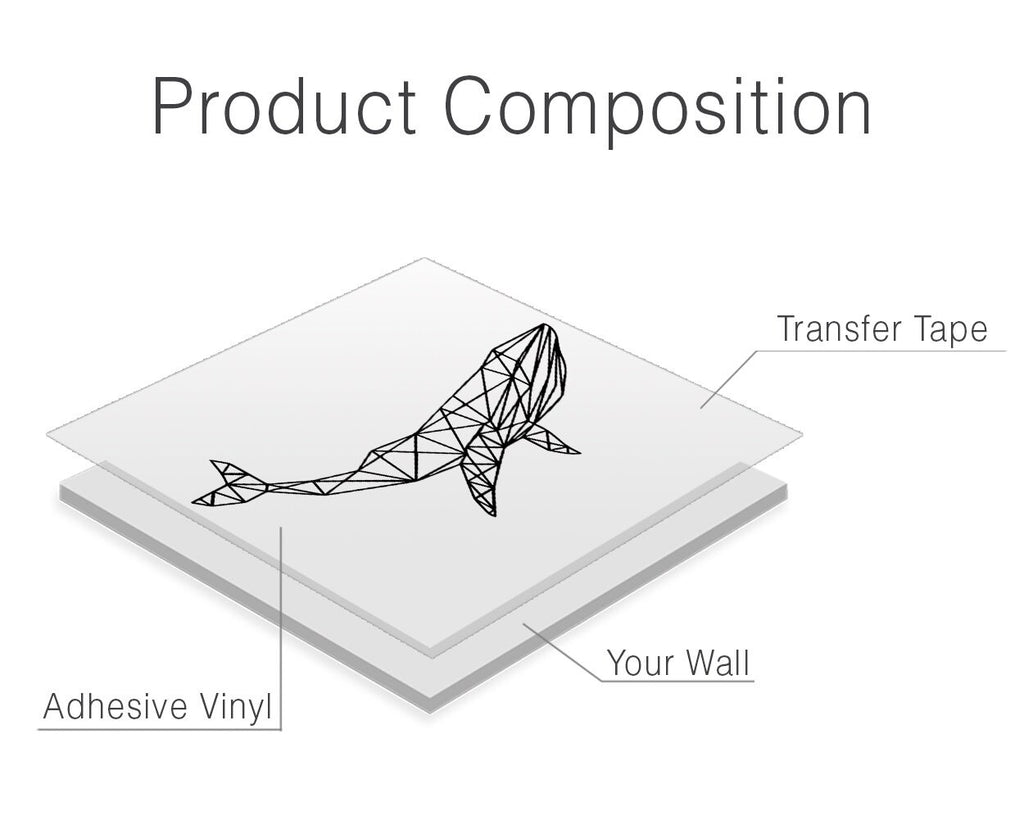 Geometric Whale Wall Decal: Modern Animal Art