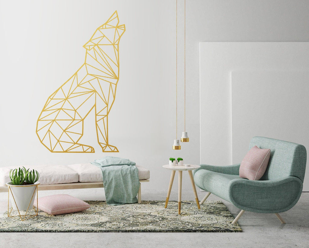 Geometric Wolf Wall Decal: Animal Outline Art