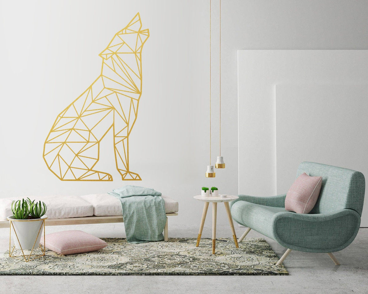 Geometric Wolf Wall Decal: Animal Outline Art