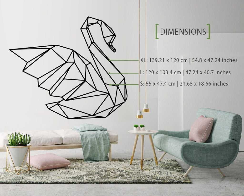 Geometric Swan Wall Decal: Modern Animal Outline Art