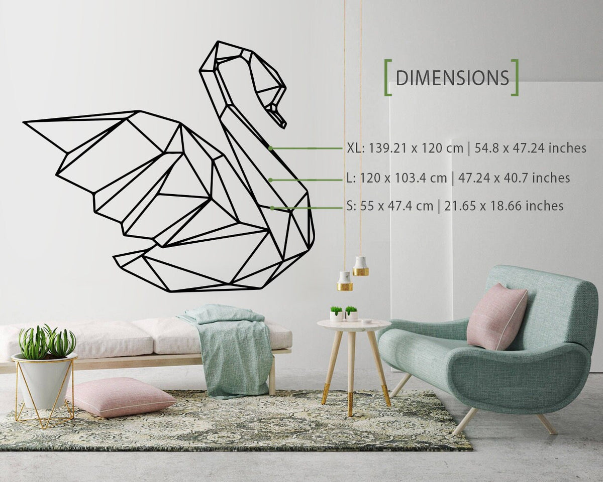 Geometric Swan Wall Decal: Modern Animal Outline Art