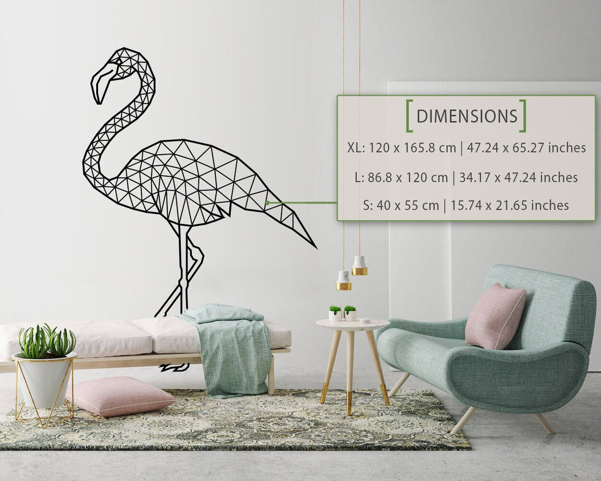 Geometric Flamingo Wall Decal: Modern Animal Outline Art