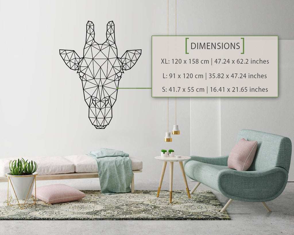 Geometric Giraffe Head Wall Decal: Animal Outline Art