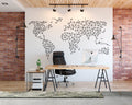 Geometric World Map Wall Decal: Minimalist Office Decor