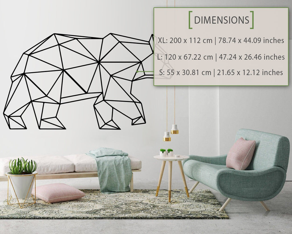 Geometric Bear Wall Decal: Animal Outline Art