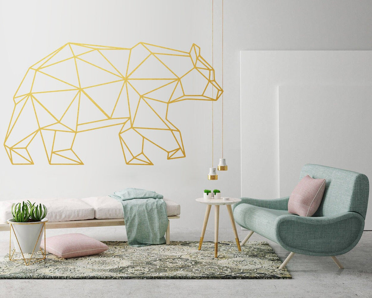 Geometric Bear Wall Decal: Animal Outline Art