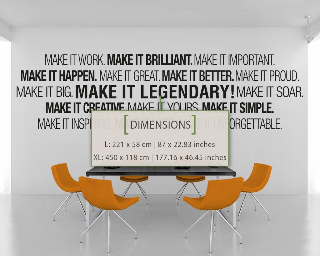 Make It Legendary Office Wall Decal: Corporate Typography Sticker