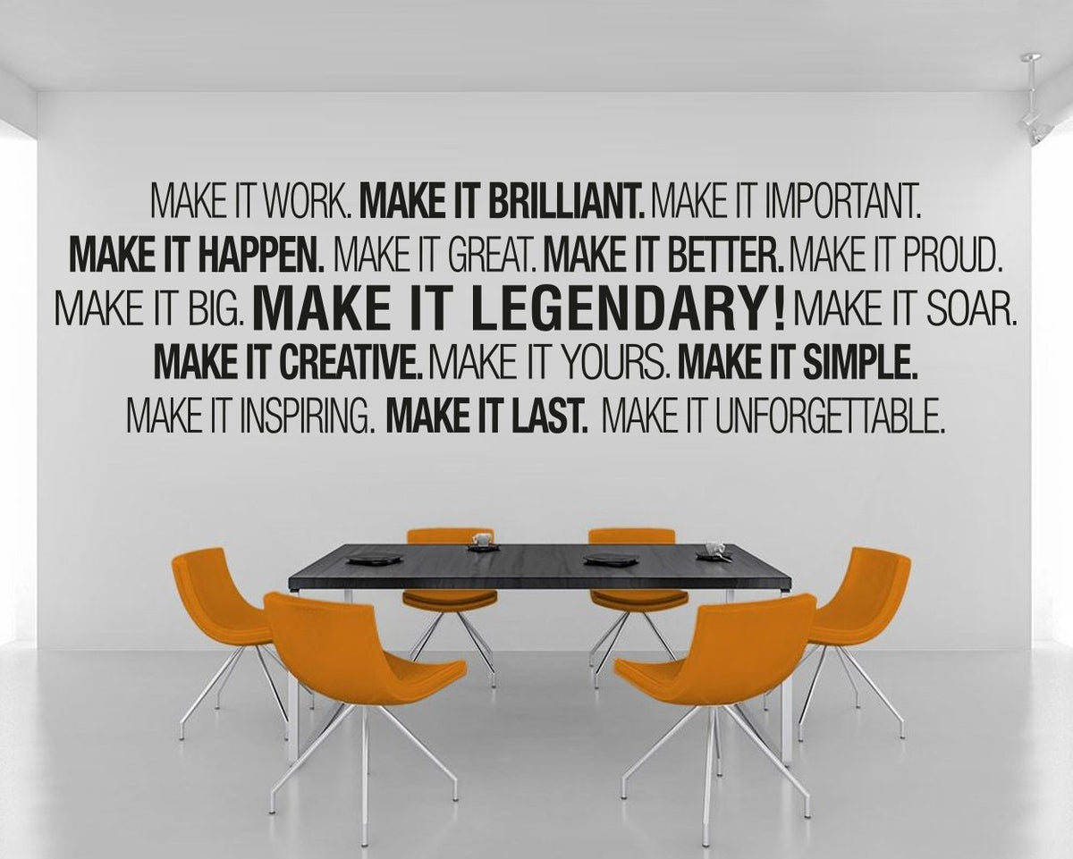 Make It Legendary Office Wall Decal: Corporate Typography Sticker