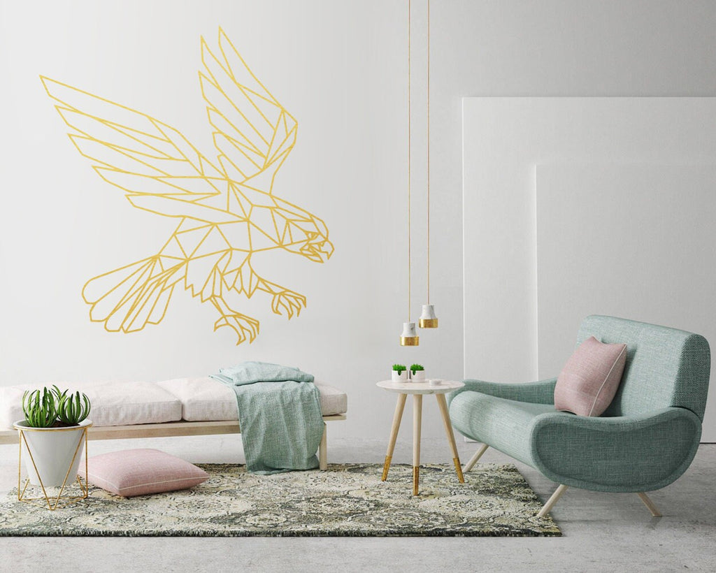 Geometric Eagle Wall Decal: Modern Animal Art