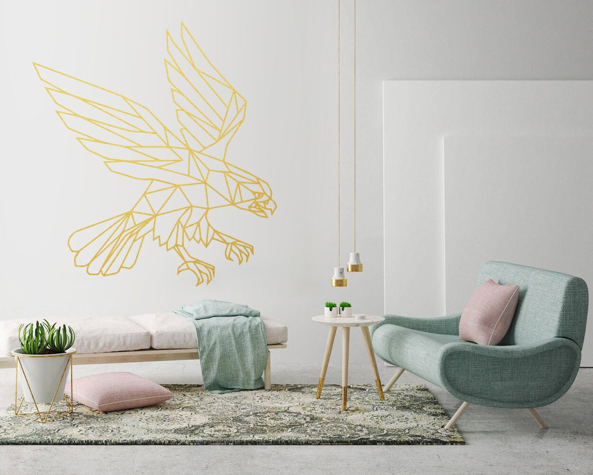 Geometric Eagle Wall Decal: Modern Animal Art