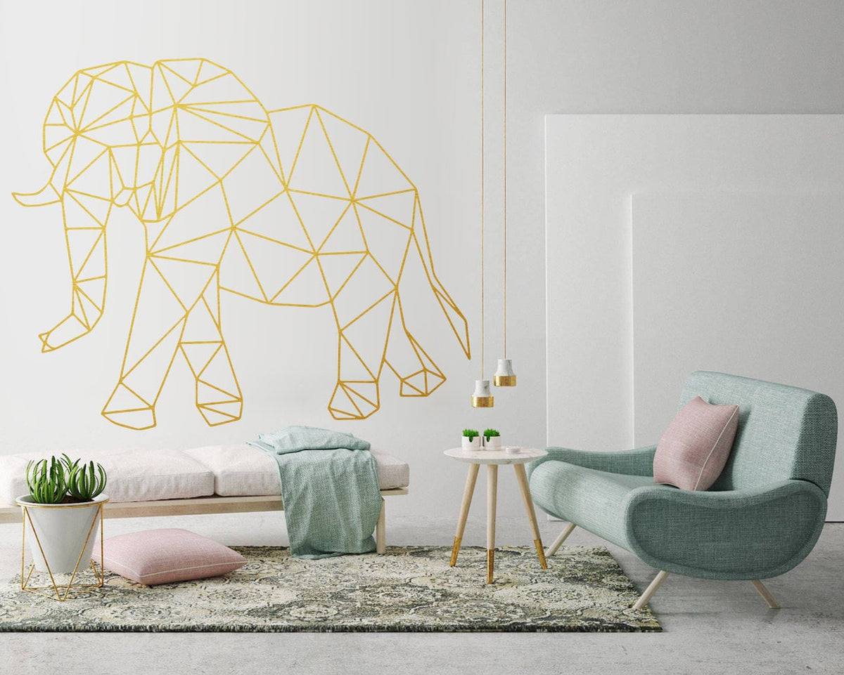 Geometric Elephant Wall Decal: Modern Animal Outline Art