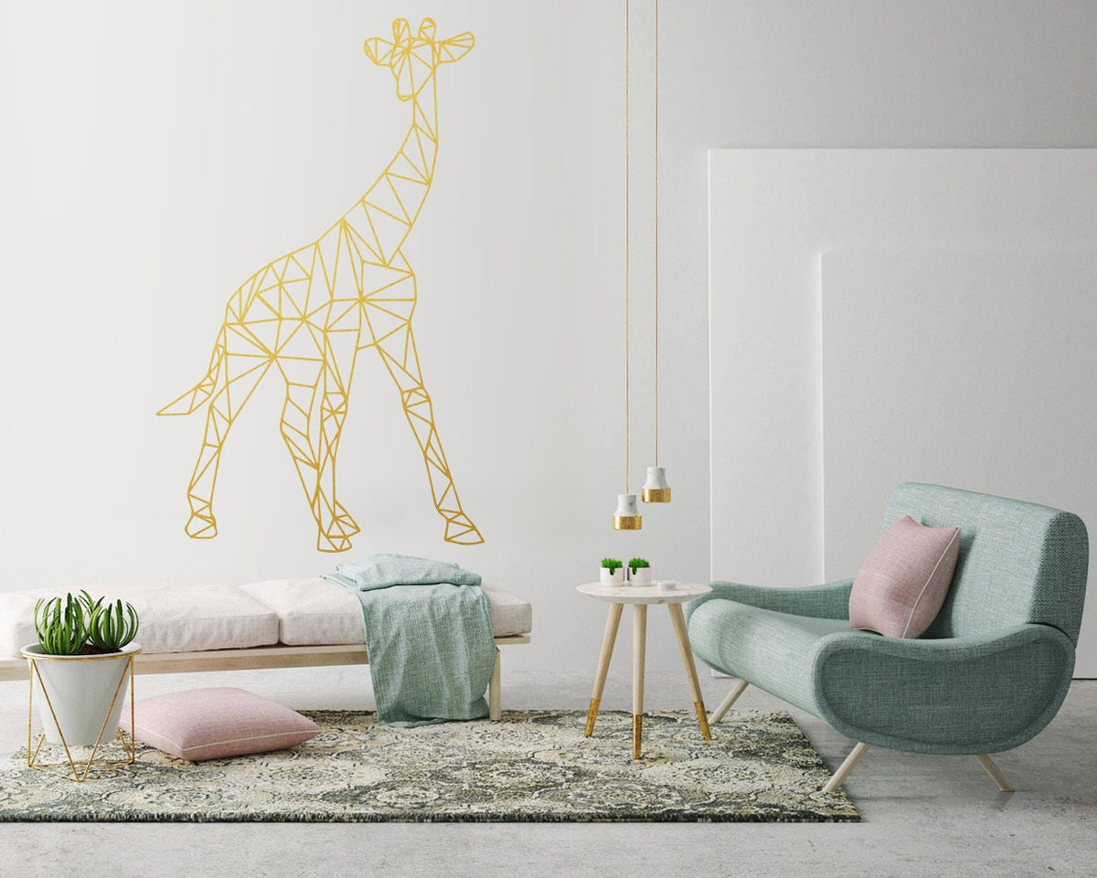 Geometric Giraffe Wall Decal: Animal Outline Art