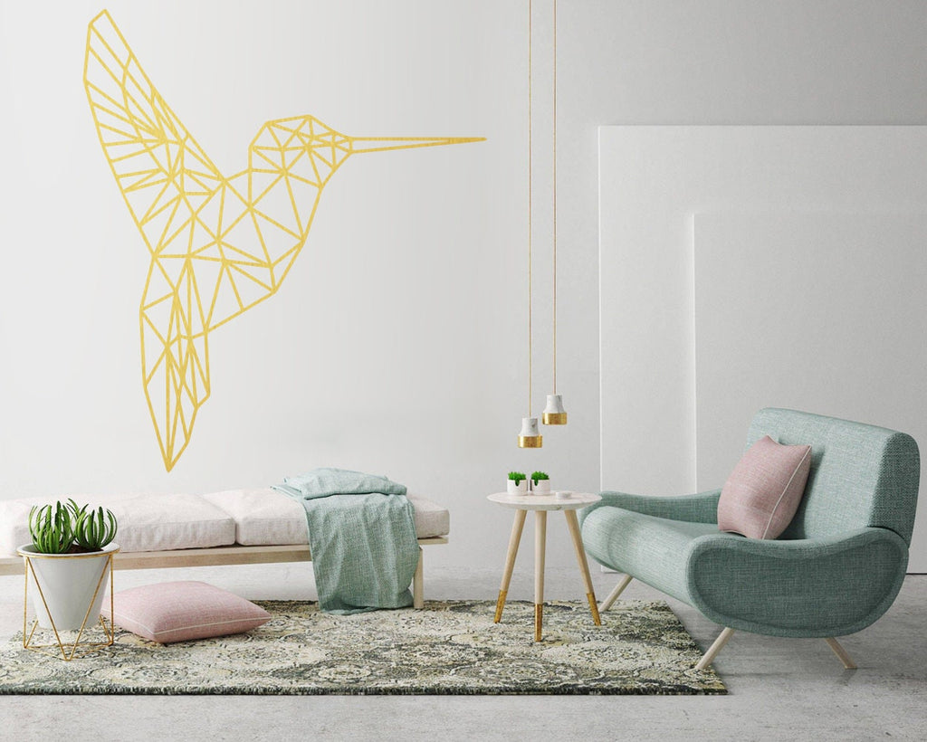 Geometric Hummingbird Wall Decal: Modern Nursery Art