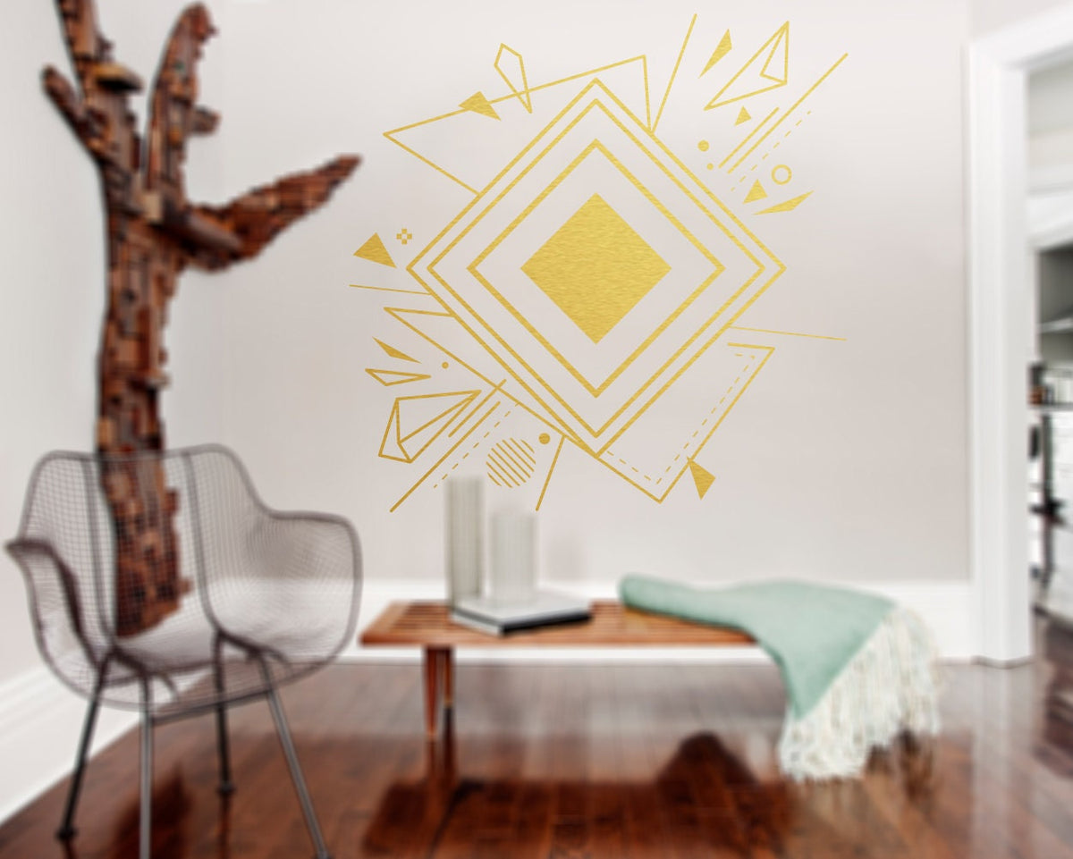 Geometric Wall Decal: Abstract Minimalist Art, Modern Office Decor (47.24 inches)