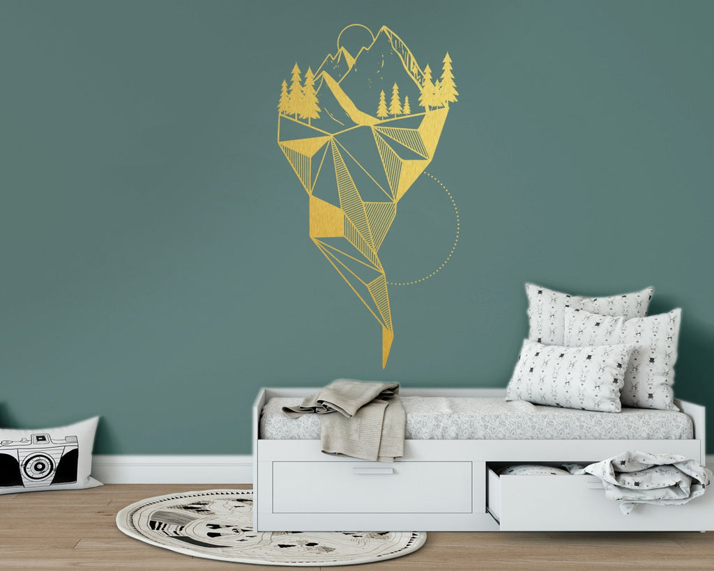 Abstract Mountain Wall Decal: Geometric Adventure Decor