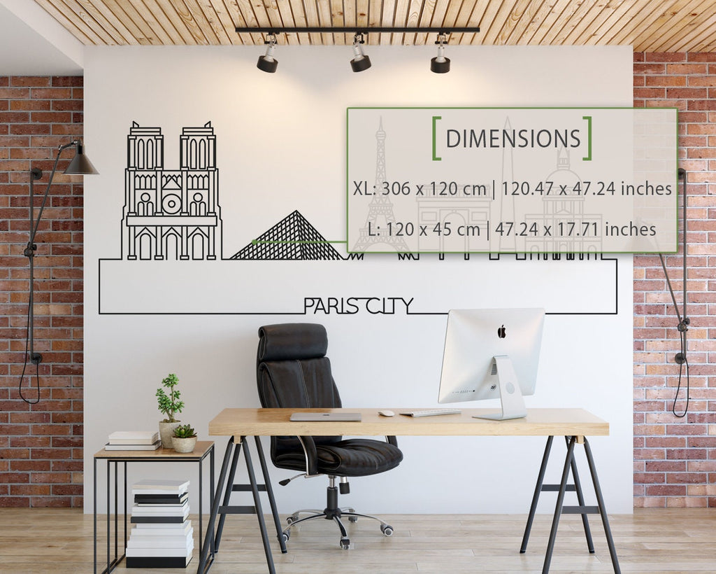 Paris Skyline Wall Decal: Cityscape Silhouette Art